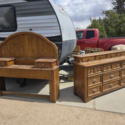 Matching Solid Wood Headboard & Dresser Set. Full/queen