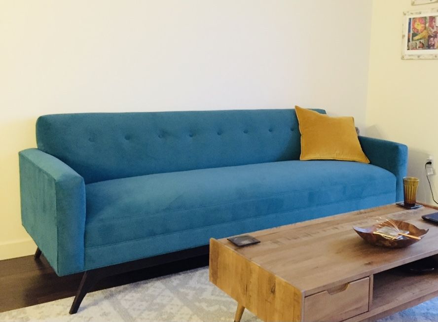 Dania Furniture Mid Century Modern Teal Sofa