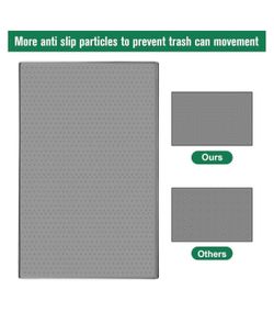 Trash Can Mat, Silicone Material with Non-Slip Particles to Prevent Trash Can Movement and Protect Floors, Raised Edges to Prevent Spills, Suitable fo