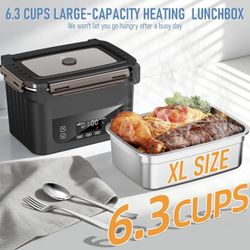 Cordless Electric Lunch Box for Adults, XL 6.3-Cup Rechargeable Heated Lunch Box