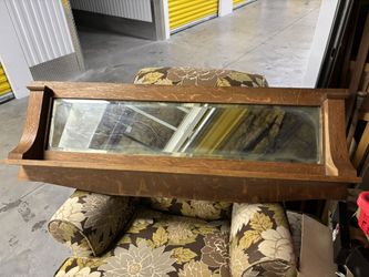 Antique Oak Buffet Mirror W/ Shelf