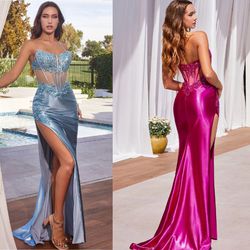 New With Tags Satin Corset Bodice Long Formal Dress & Prom Dress $199