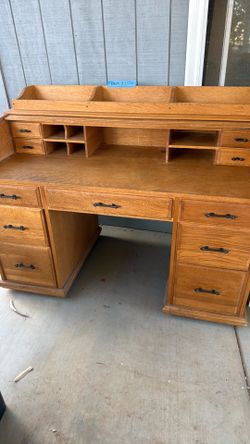 White oak roll top desk
