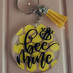 Valentines Day Bee Mine Keychain
