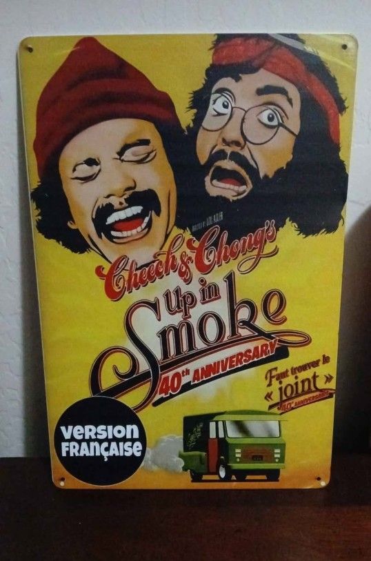 Cheech & Chong "Up in Smoke" 40th Anniversary Metal Tin Sign - Vintage Movie Poster Wall Decor - Retro Culture Art - Heavy-Duty Iron - for Man Cave