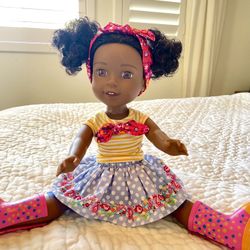 American Girl Wellie Wishers Kendall 14.5 Inch Doll LIKE NEW With Outfit And Boots