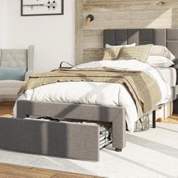 New in Box Twin Size Bed Frame With Storage Drawer 
