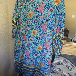 Women’s Flowy Floral/Boho Long-sleeve Dress 