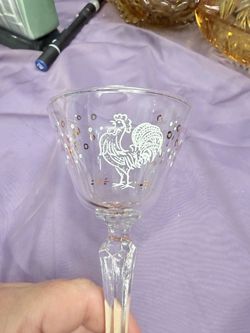 Vintage Rooster Cocktail Glass