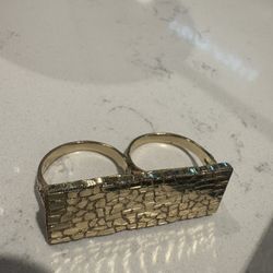 10k Double Nugget Finger Ring