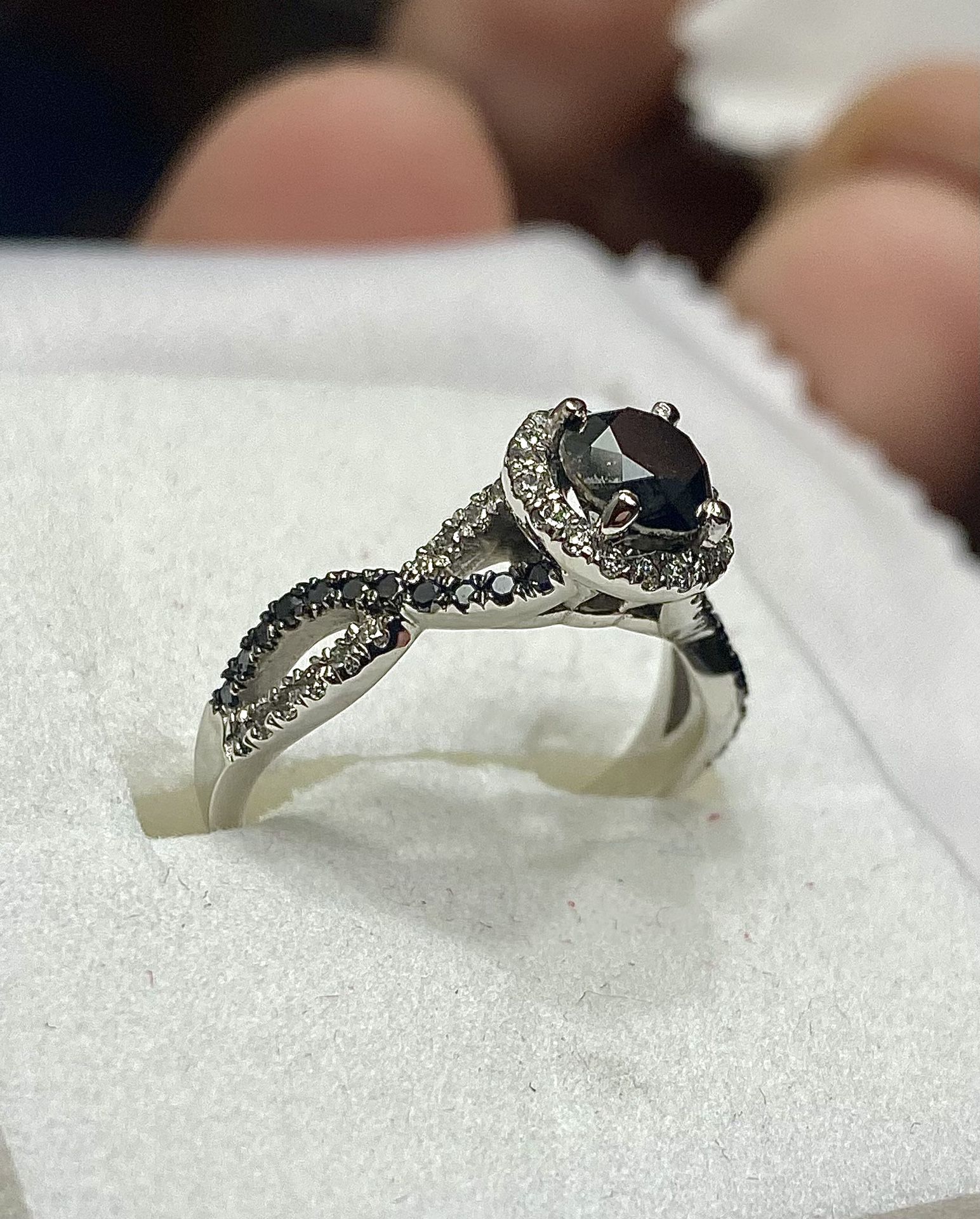 White Gold Black Diamond Infinity Ring