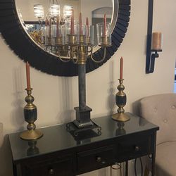 Marble And Brass Candelabra  