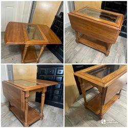 Vintage Drop Leaf Oak Side Table