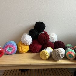 Assorted Yarn, Including Some Macrame Rope And Lace Making String 
