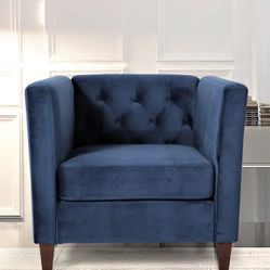 Velvet Blue Barrel Chair