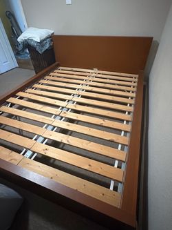 Wood Bed Frame with Slatted Base