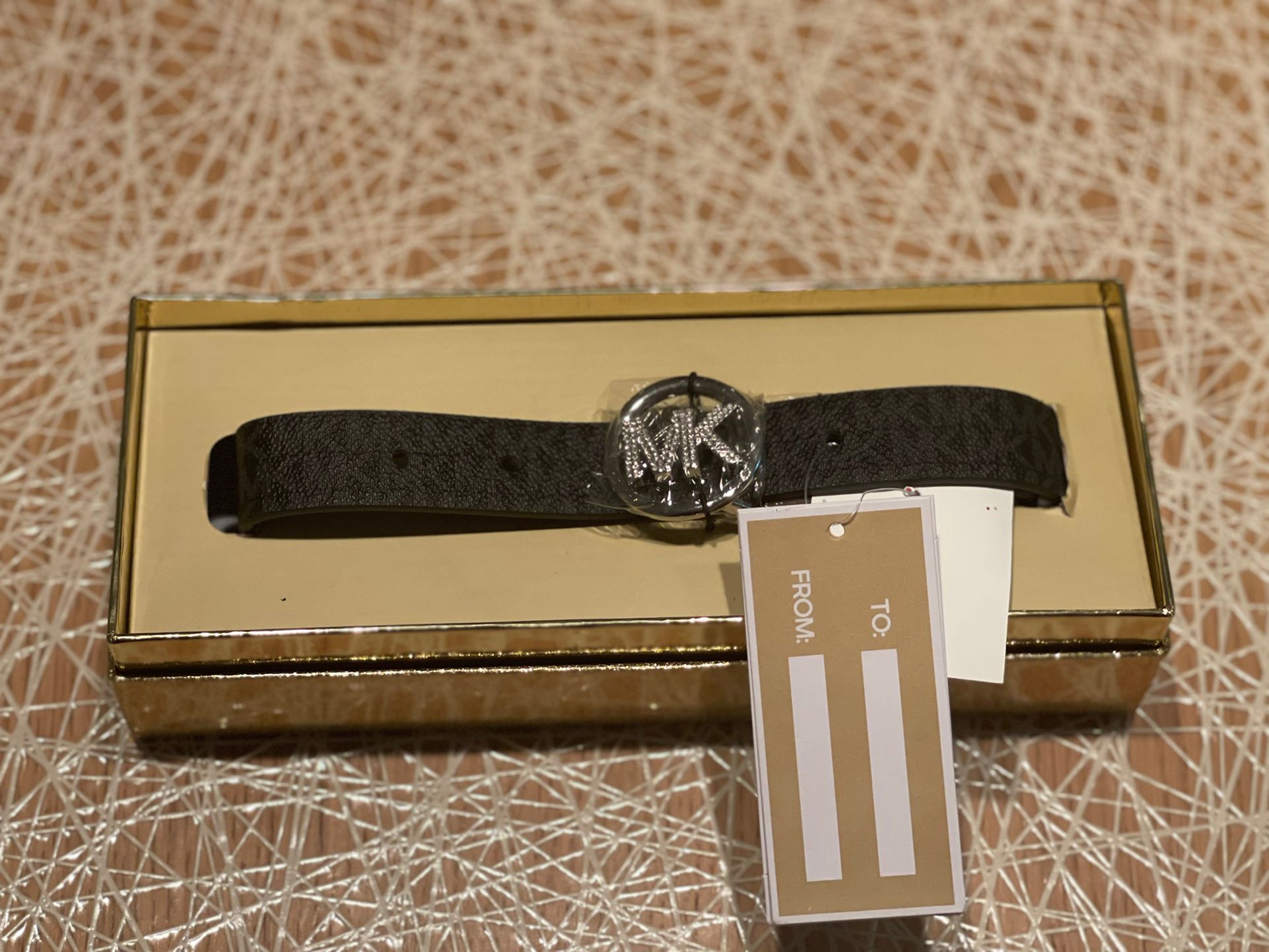 Michael Kors MK Logo Belt in a LUXURY Gift Box Black/Silver Nwt