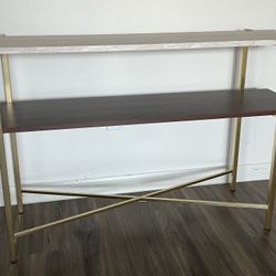 Faux Marble Console Table, Tobacco