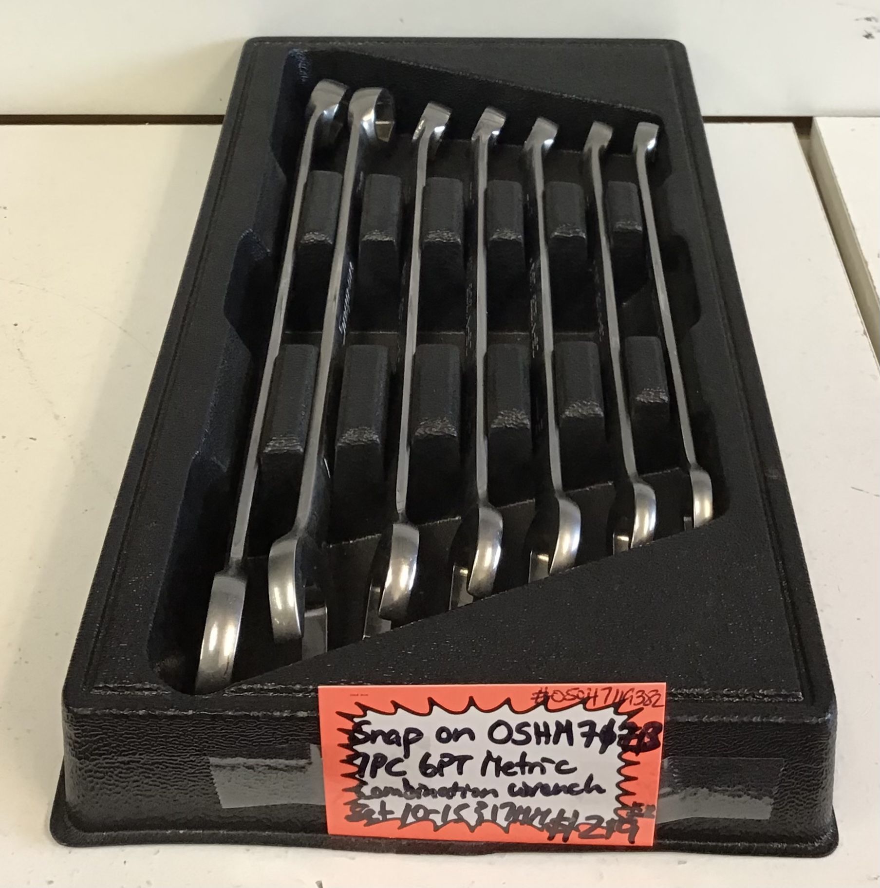 Snap On OSHM707B 7pc 6pt Metric Combination Wrench Set 10-15 & 17mm