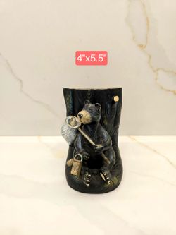 Rustic Fishing Black Bear Bookend