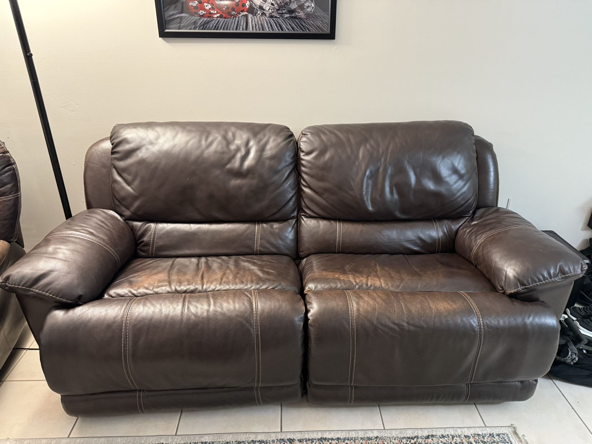 Leather brown Recliner Couch
