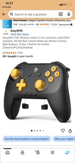 EasySMX S10C Wireless Switch 2 Pro Controller, Hall Effect Joysticks, HD Rumble, Instant Wake-Up