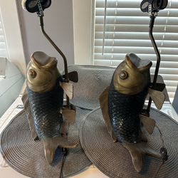 RARE Chapman Brass Pewter Koi Lamp