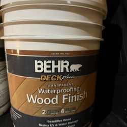 BEHR DECKplus 5 Gal. Natural Clear Transparent Waterproofing Exterior Wood Finish