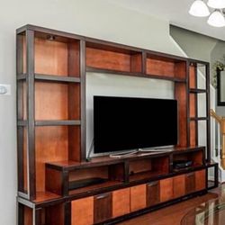 Large Wall Unit Entertainment Center with Bookshelves for Televisions Up to 78'', Modern 4-in-1 TV Stand with Cabinets, Open Shelves 