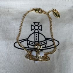 Vivienne Westwood Gold and White Heart Orb Bracelet
