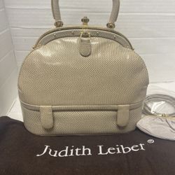 Judith Leiber Vtg Handbag Gold Lizard Skin W/ Detachable Strap 007 Theme