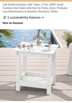 LUEBONA new white outdoor side table 2 tier(black/brown available)