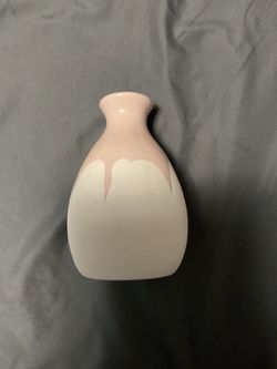 Small Ceramic Bud Vase Pink and White