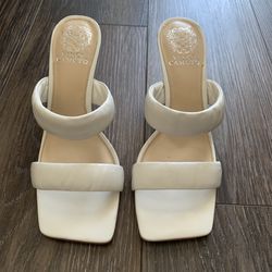 Vince Camuto Aslee Two-Strap Mule size 7.5 in White Swan