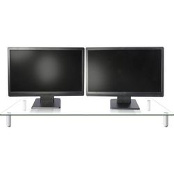 Kantek Glass Top Dual Computer Monitor Riser, Clear Silver - 39.4 " x 10.2" x 3.25"
