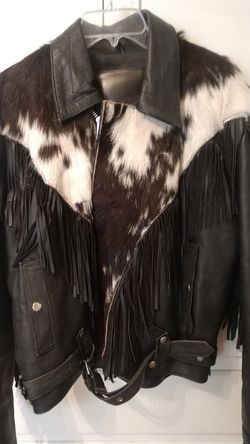 Women's leather fringed riding jacket