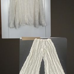 White textured two piece set