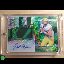 Justin Herbert Auto Rookie Numbered Relic Card.
