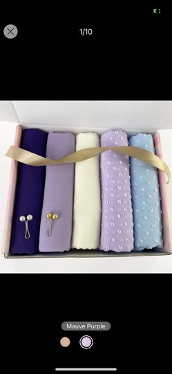 1box/set Combo Pack Chiffon Scarf, Including 5 Pieces Of Scarf And 2 Pieces Of Hair Clip
