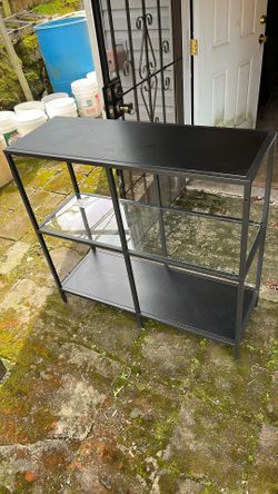 Shelf unit, black-brown/glass, 39 3/8x36 5/8 "