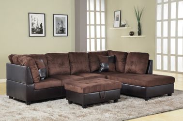New 3pc Brown Microfiber Sectional Set & Free Delivery