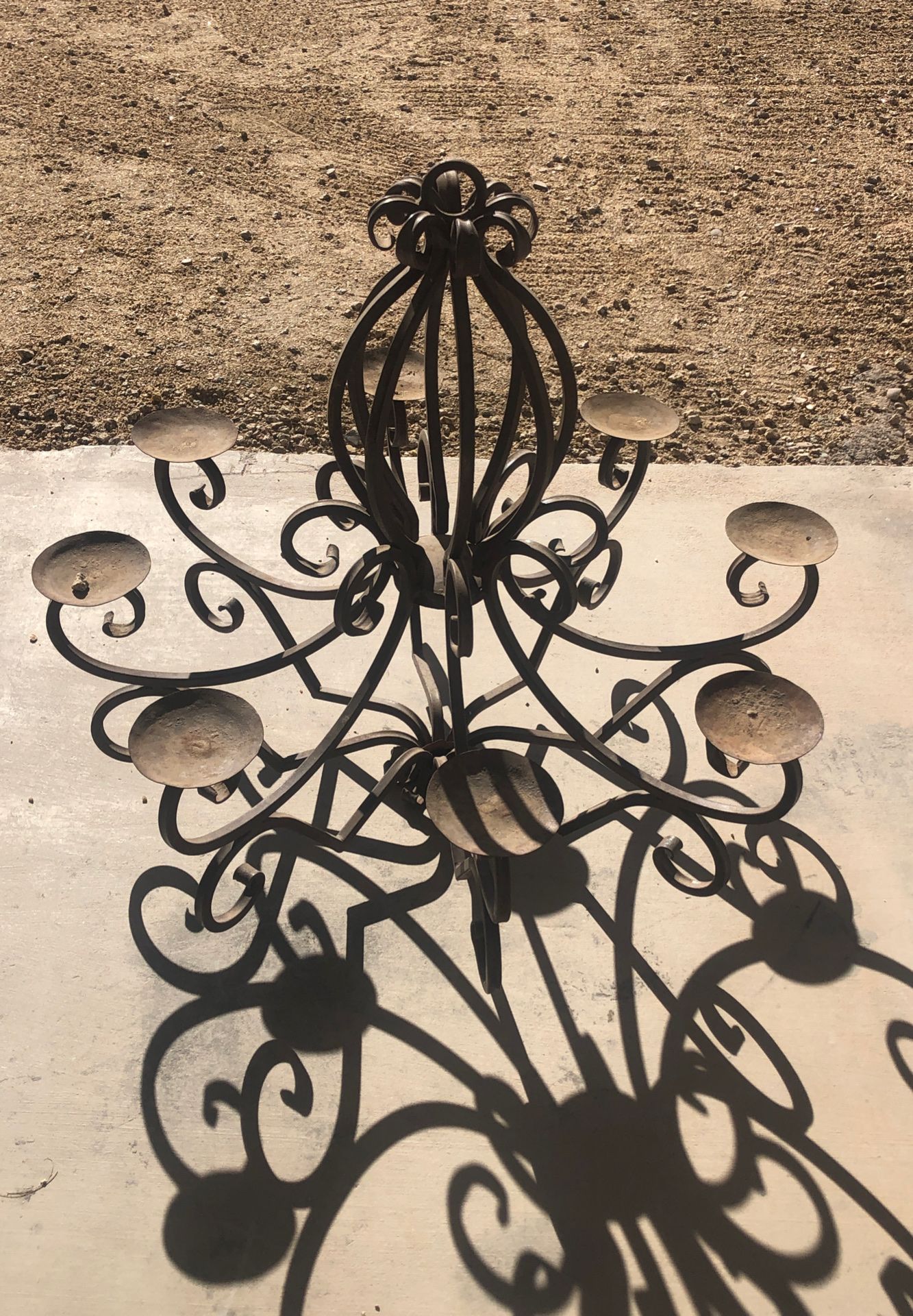 Wrought iron garden chandelier 33” wide x 30” high