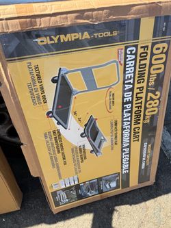 Olympia Tools Foldable Push Cart Dolly - 300 Lb. Capacity Heavy Duty Platform Truck with 360° Swivel Wheels - Black