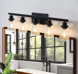 Brand new 5-Light Matte Black Bathroom Vanity Light Fixture