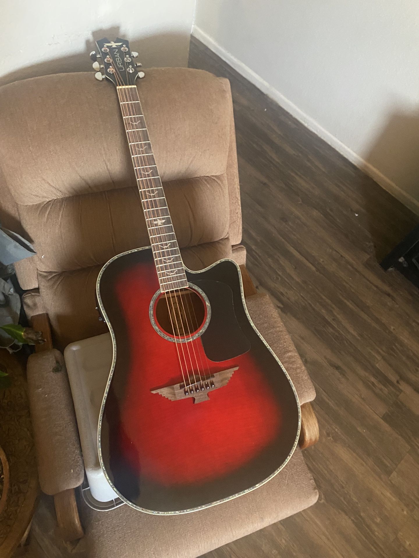  Keith Urban Light The Fuse Crimson Red Burst Acoustic Electric Guitar
