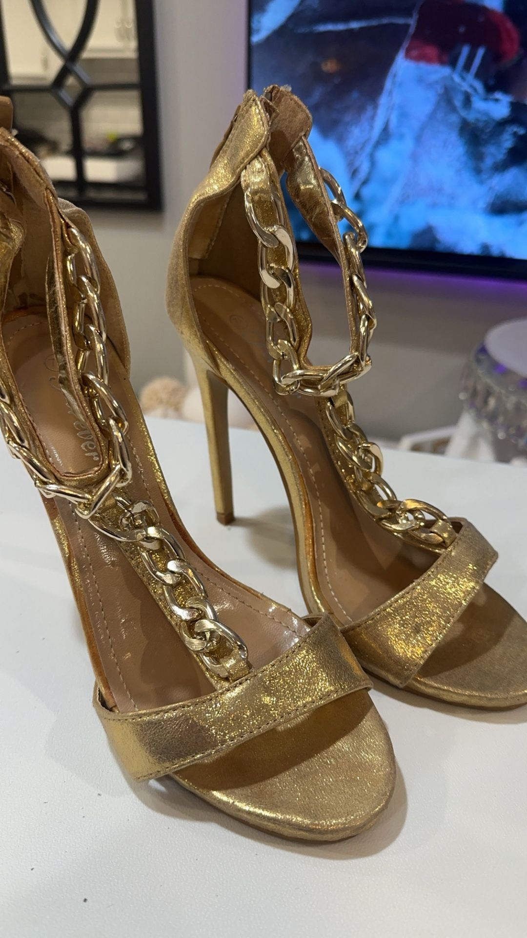 Gold Stiletto Heels Ladies Size 7 1/2 