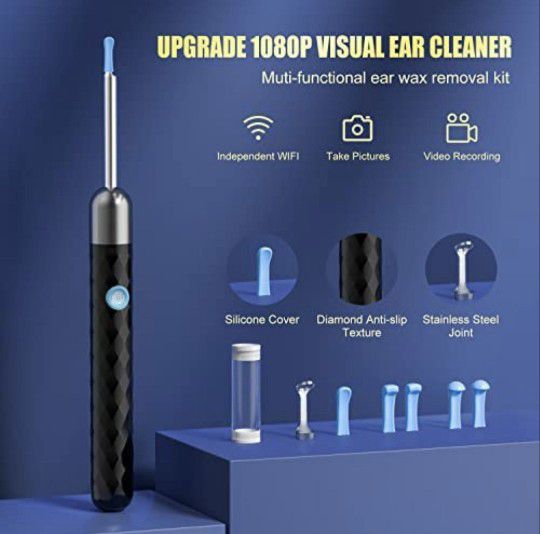 Ear Wax Removal Tool with 1080P Camera, 2022 Upgraded Visual Ear Cleaning Kit with 8 Pcs Ear Set 