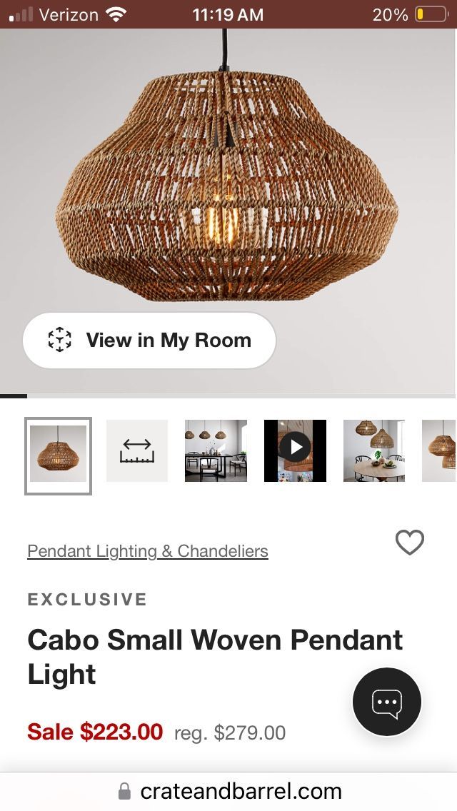 New Crate & barrel Rattan Light Fixture