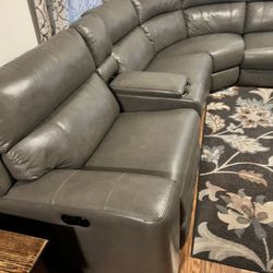 Electric Leather Reclining Sectional With Reclining Chair 