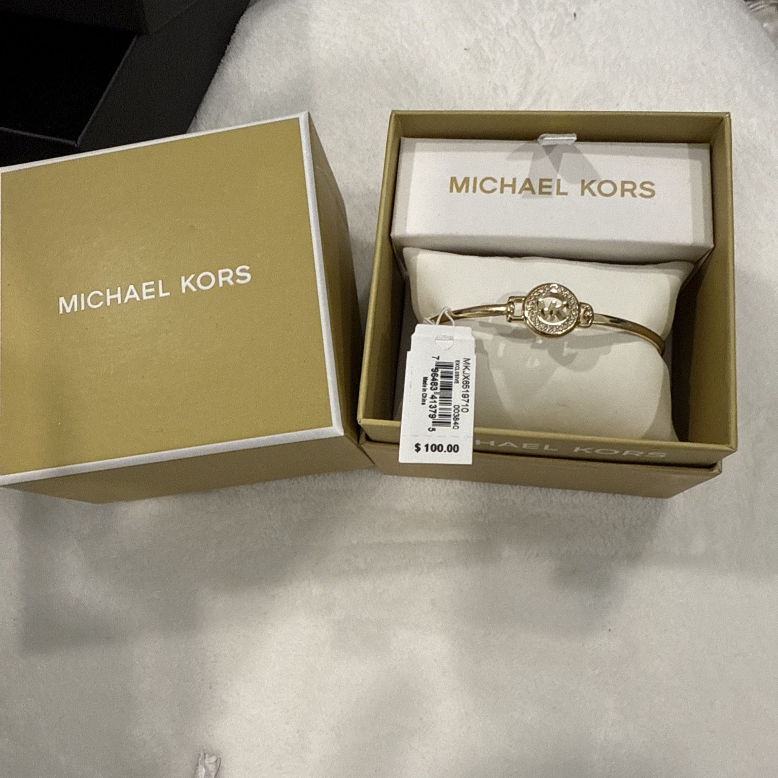 Michael Kors Gold Crystal MK Logo Bracelet Women 